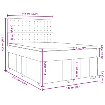 vidaXL Κρεβάτι Boxspring με Στρώμα Taupe 140x200 εκ. Υφασμάτινο