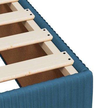 vidaXL Κρεβάτι Boxspring με Στρώμα Σκούρο Μπλε 140x200 εκ. Βελούδινο