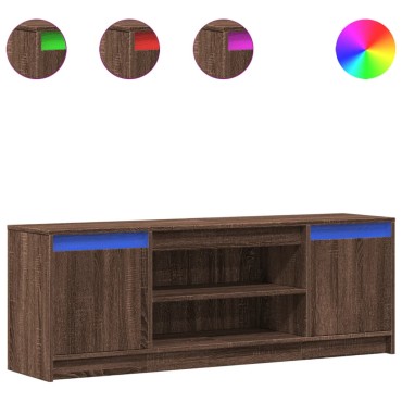 vidaXL Έπιπλο Τηλεόρασης με LED Καφέ Δρυς 139,5x34x50cm Επεξ. Ξύλο