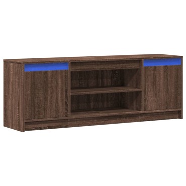 vidaXL Έπιπλο Τηλεόρασης με LED Καφέ Δρυς 139,5x34x50cm Επεξ. Ξύλο