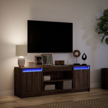 vidaXL Έπιπλο Τηλεόρασης με LED Καφέ Δρυς 139,5x34x50cm Επεξ. Ξύλο
