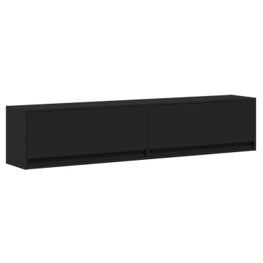 vidaXL Έπιπλο Τοίχου Τηλεόρασης με LED Μαύρο 180x31x38cm