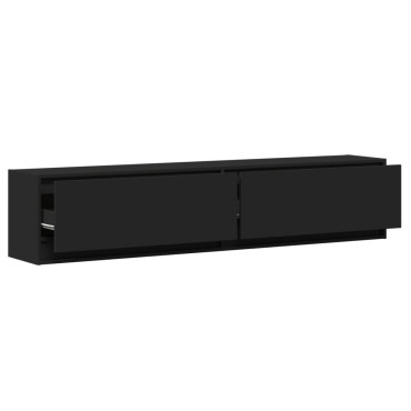 vidaXL Έπιπλο Τοίχου Τηλεόρασης με LED Μαύρο 180x31x38cm