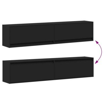 vidaXL Έπιπλο Τοίχου Τηλεόρασης με LED Μαύρο 180x31x38cm