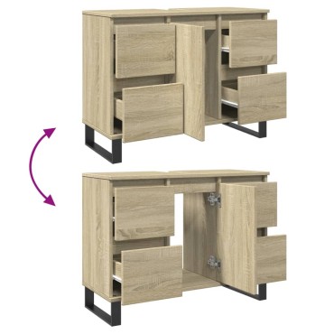 vidaXL Ντουλάπι Μπάνιου Sonoma Δρυς 80x33x60cm από Επεξεργ. Ξύλο 1 τεμ.