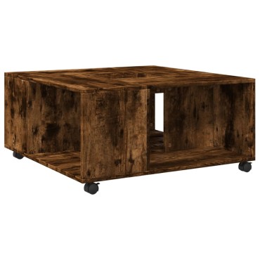 vidaXL Τραπεζάκι Σαλονιού Καπνιστή Δρυς 80x80x40cm Επεξεργασμ. Ξύλο 1 τεμ.