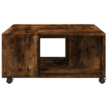 vidaXL Τραπεζάκι Σαλονιού Καπνιστή Δρυς 80x80x40cm Επεξεργασμ. Ξύλο 1 τεμ.