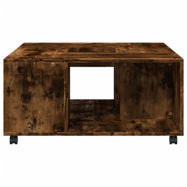 vidaXL Τραπεζάκι Σαλονιού Καπνιστή Δρυς 80x80x40cm Επεξεργασμ. Ξύλο 1 τεμ.