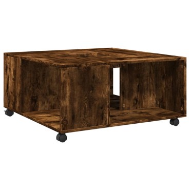 vidaXL Τραπεζάκι Σαλονιού Καπνιστή Δρυς 80x80x40cm Επεξεργασμ. Ξύλο 1 τεμ.