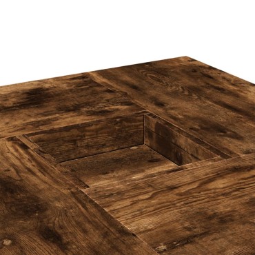 vidaXL Τραπεζάκι Σαλονιού Καπνιστή Δρυς 80x80x40cm Επεξεργασμ. Ξύλο 1 τεμ.
