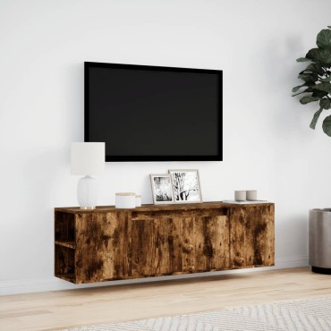 vidaXL Έπιπλο Τοίχου Τηλεόρασης με LED Καπνιστή Δρυς 135x31x39,5cm