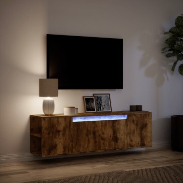vidaXL Έπιπλο Τοίχου Τηλεόρασης με LED Καπνιστή Δρυς 135x31x39,5cm