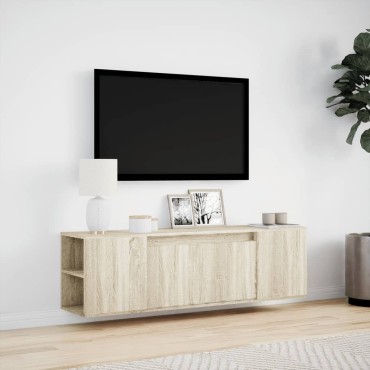 vidaXL Έπιπλο Τοίχου Τηλεόρασης με LED Sonoma Δρυς 135x31x39,5cm