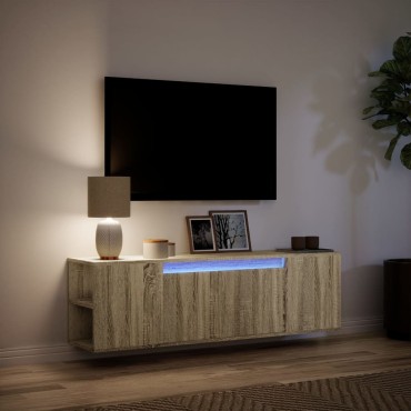 vidaXL Έπιπλο Τοίχου Τηλεόρασης με LED Sonoma Δρυς 135x31x39,5cm