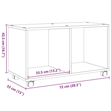 vidaXL Ντουλάπι Τροχήλατο Λευκό 72x33x42,5cm από Επεξ. Ξύλο 1 τεμ.