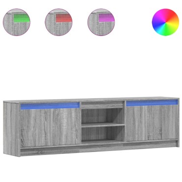 vidaXL Έπιπλο Τηλεόρασης με LED Γκρι Sonoma 180x34x50cm Επεξ. Ξύλο