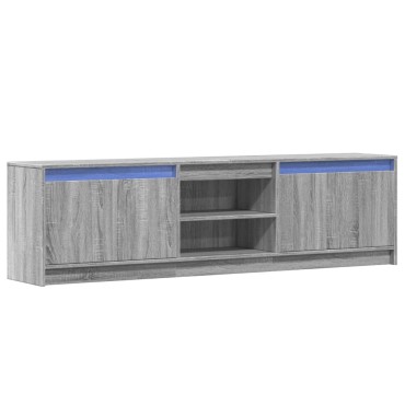 vidaXL Έπιπλο Τηλεόρασης με LED Γκρι Sonoma 180x34x50cm Επεξ. Ξύλο