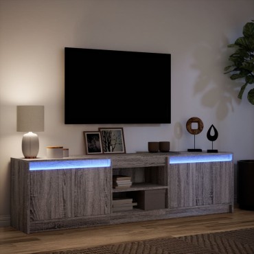 vidaXL Έπιπλο Τηλεόρασης με LED Γκρι Sonoma 180x34x50cm Επεξ. Ξύλο