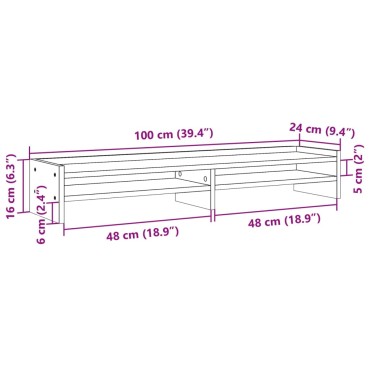 vidaXL Βάση Οθονών Λευκή 100x24x16 εκ. από Επεξ. Ξύλο