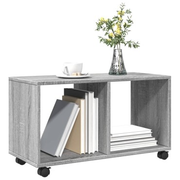vidaXL Ντουλάπι Με Ροδάκια Γκρι Sonoma 72x33x42,5cm Επεξεργ. Ξύλο 1 τεμ.
