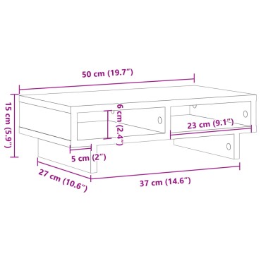 vidaXL Βάση Οθονών Γκρι του Σκυροδέματος 50x27x15 εκ. από Επεξ. Ξύλο