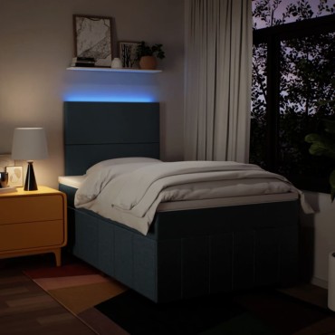 vidaXL Κρεβάτι Boxspring με Στρώμα Μπλε 120x200cm Υφασμάτινο 1 τεμ. - Μονό