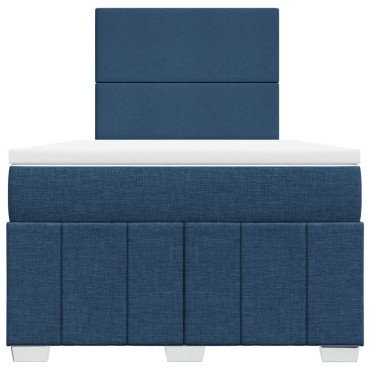 vidaXL Κρεβάτι Boxspring με Στρώμα Μπλε 120x200cm Υφασμάτινο 1 τεμ. - Μονό