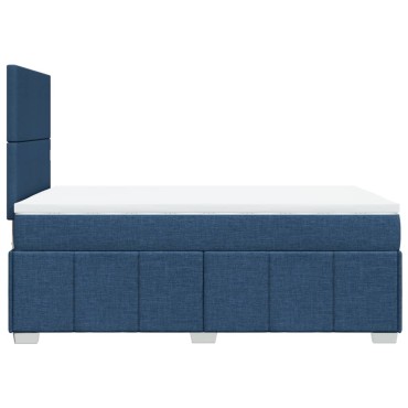 vidaXL Κρεβάτι Boxspring με Στρώμα Μπλε 120x200cm Υφασμάτινο 1 τεμ. - Μονό