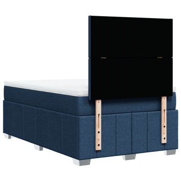 vidaXL Κρεβάτι Boxspring με Στρώμα Μπλε 120x200cm Υφασμάτινο 1 τεμ. - Μονό