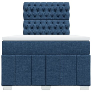 vidaXL Κρεβάτι Boxspring με Στρώμα Μπλε 120x200cm Υφασμάτινο 1 τεμ. - Μονό