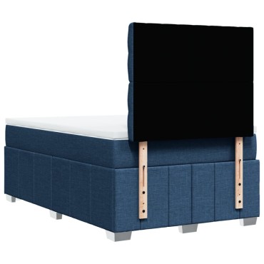 vidaXL Κρεβάτι Boxspring με Στρώμα Μπλε 120x200cm Υφασμάτινο 1 τεμ. - Μονό