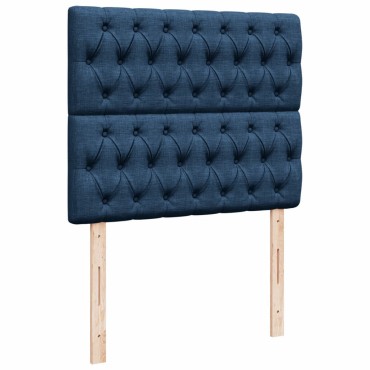 vidaXL Κρεβάτι Boxspring με Στρώμα Μπλε 120x200cm Υφασμάτινο 1 τεμ. - Μονό