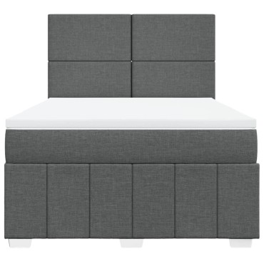 vidaXL Κρεβάτι Boxspring με Στρώμα Σκούρο Γκρι 140x190 εκ. Υφασμάτινο
