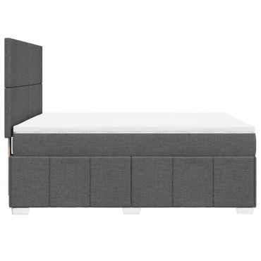 vidaXL Κρεβάτι Boxspring με Στρώμα Σκούρο Γκρι 140x190 εκ. Υφασμάτινο