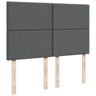 vidaXL Κρεβάτι Boxspring με Στρώμα Σκούρο Γκρι 140x190 εκ. Υφασμάτινο