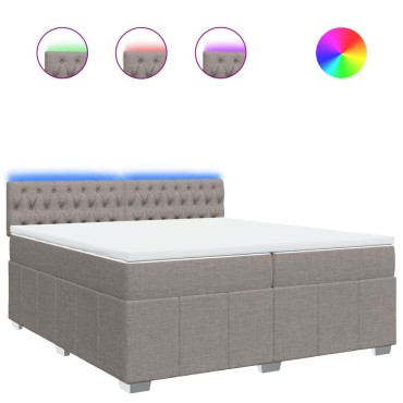 vidaXL Κρεβάτι Boxspring με Στρώμα Taupe 200x200cm Υφασμάτινο 1 τεμ. - Διπλό