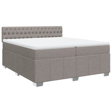 vidaXL Κρεβάτι Boxspring με Στρώμα Taupe 200x200cm Υφασμάτινο 1 τεμ. - Διπλό