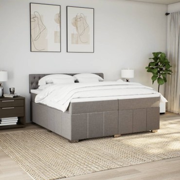 vidaXL Κρεβάτι Boxspring με Στρώμα Taupe 200x200cm Υφασμάτινο 1 τεμ. - Διπλό