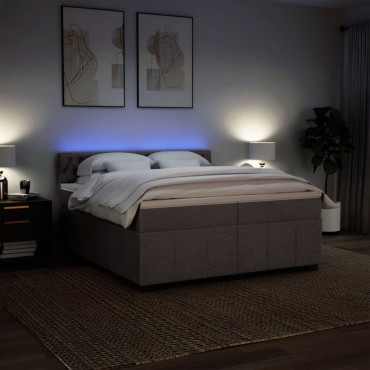 vidaXL Κρεβάτι Boxspring με Στρώμα Taupe 200x200cm Υφασμάτινο 1 τεμ. - Διπλό