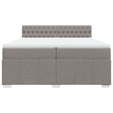 vidaXL Κρεβάτι Boxspring με Στρώμα Taupe 200x200cm Υφασμάτινο 1 τεμ. - Διπλό