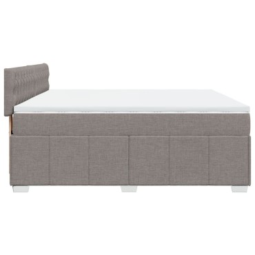 vidaXL Κρεβάτι Boxspring με Στρώμα Taupe 200x200cm Υφασμάτινο 1 τεμ. - Διπλό