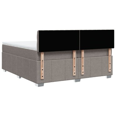 vidaXL Κρεβάτι Boxspring με Στρώμα Taupe 200x200cm Υφασμάτινο 1 τεμ. - Διπλό