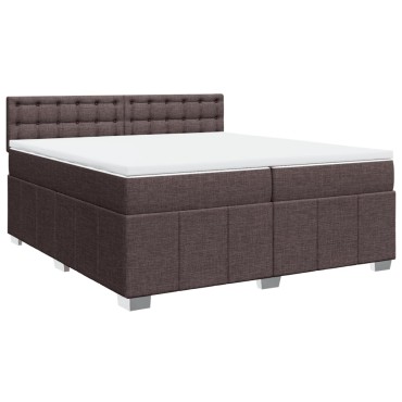 vidaXL Κρεβάτι Boxspring με Στρώμα Σκούρο Καφέ 200x200 εκ. Υφασμάτινο