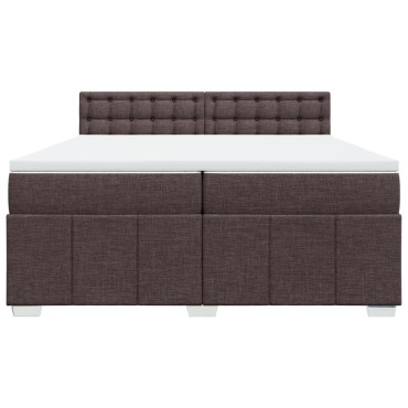 vidaXL Κρεβάτι Boxspring με Στρώμα Σκούρο Καφέ 200x200 εκ. Υφασμάτινο