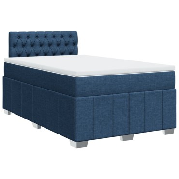 vidaXL Κρεβάτι Boxspring με Στρώμα Μπλε 120x200cm Υφασμάτινο 1 τεμ. - Μονό