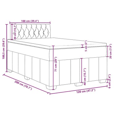 vidaXL Κρεβάτι Boxspring με Στρώμα Μπλε 120x200 εκ. Υφασμάτινο