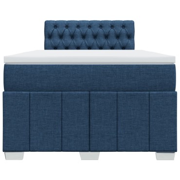 vidaXL Κρεβάτι Boxspring με Στρώμα Μπλε 120x200cm Υφασμάτινο 1 τεμ. - Μονό