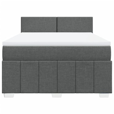 vidaXL Κρεβάτι Boxspring με Στρώμα Σκούρο Γκρι 140x190 εκ. Υφασμάτινο