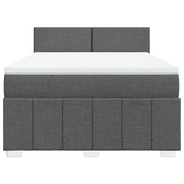 vidaXL Κρεβάτι Boxspring με Στρώμα Σκούρο Γκρι 140x190 εκ. Υφασμάτινο