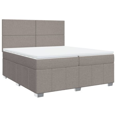 vidaXL Κρεβάτι Boxspring με Στρώμα Taupe 200x200cm Υφασμάτινο 1 τεμ. - Διπλό